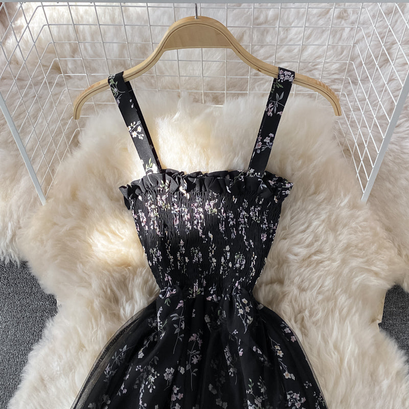 Robe à bretelles à fleurs brisées pour premier amour du vent doux 3336
