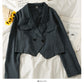 Han Fan short exposed navel two button western style slim cardigan top  2086