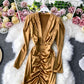 Robe en satin de soie coupe slim à la taille 3143