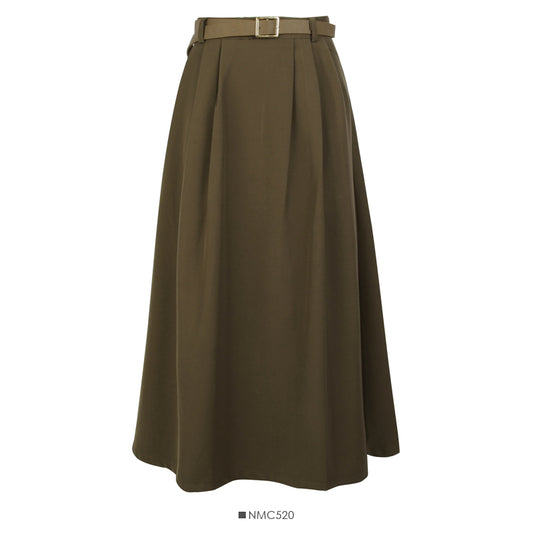 Hong Kong style retro bandage high waist thin medium length skirt  2613
