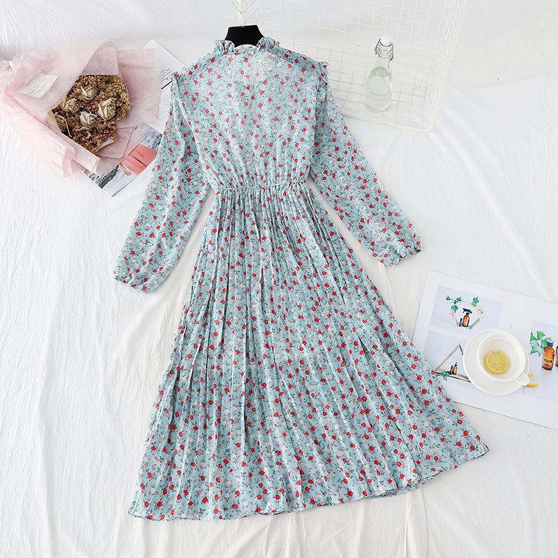 The new women's floral dress shows thin temperament at the waist  2246