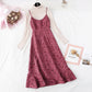 Two piece set of high necked bottom shirt + suspender floral skirt  2365