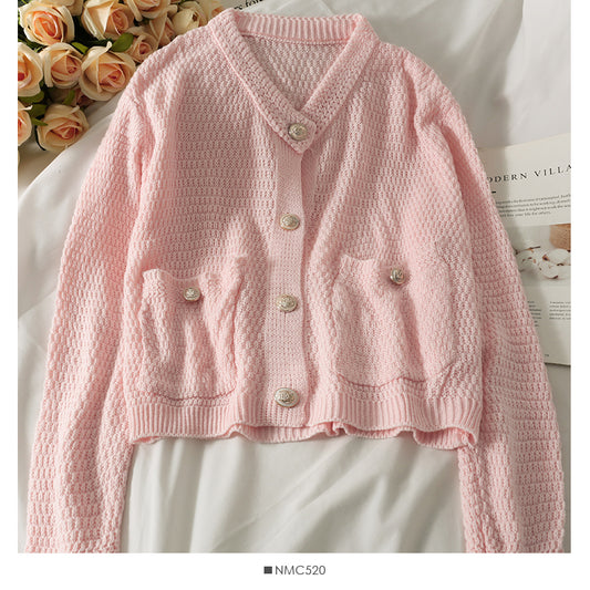 Pull femme nouveau pull ample fin à simple boutonnage 1912