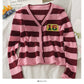 Cardigan rayé à simple boutonnage, pull à manches longues pour femme 2061