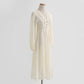 Dress long sleeved fairy lace skirt with thin waist, retro white first love skirt  2337
