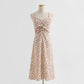 Corduroy dress floral suspender skirt foreign style two-piece temperament long skirt  2151