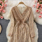 Robe sexy à paillettes irrégulières et col en V 3097