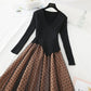 Stitched slim slim temperament gentle storm dot mesh long skirt  2210