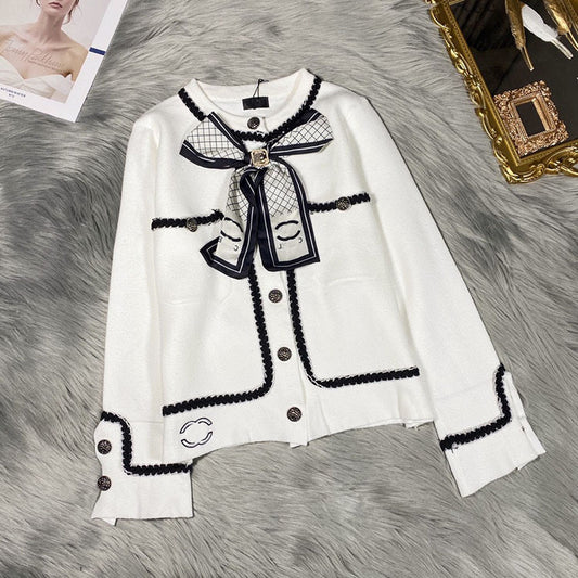 Petit cardigan en soie à imprimé floral, nouveau style de début de printemps, manteau en tricot simple et tendance 1467