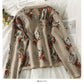 Cardigan à manches longues et col bas imprimé vintage Hong Kong pour femme 1994