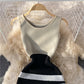 Sweet knit bag hip split dress sleeveless  2751