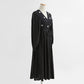 Gentle wind over the knee aging temperament thin embroidered wool dress  2231
