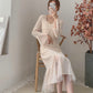 New women's dress with waist closed to show thin temperament French mesh super fairy fishtail  2130