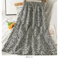 Hong Kong Vintage printed elastic waist thin over knee A-line skirt  2623
