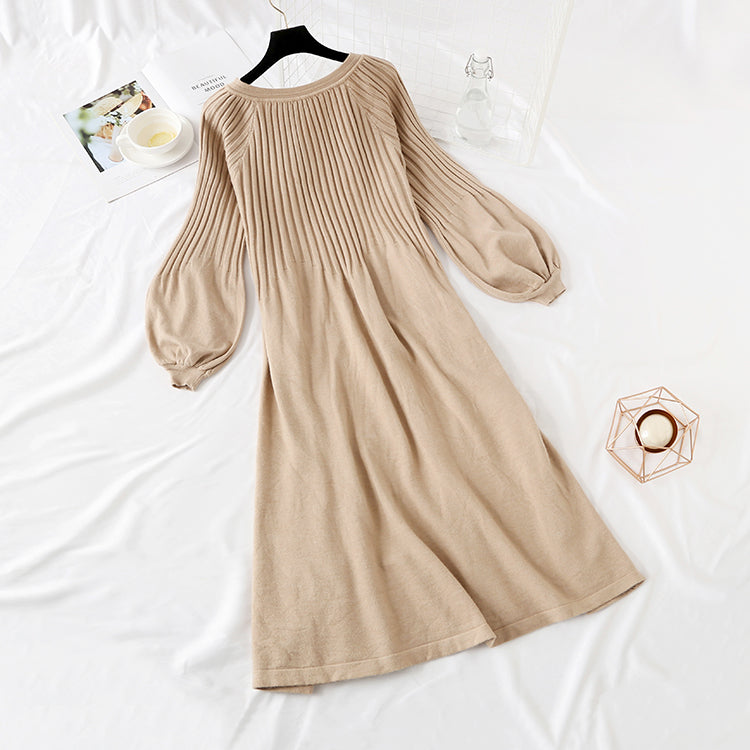 Women's net red long sleeve bottomed knitted dress  2138