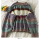 Pull à manches longues et col rond à rayures contrastées de couleur élégante pour femme 2071