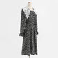 New doll neck Korean long sleeve Floral Dress  2439