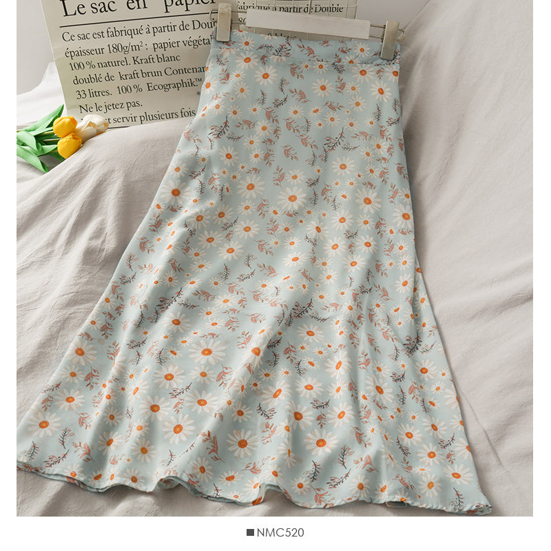 Super fairy floral medium length loose skirt  2569