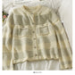 Cardigan à simple boutonnage en soie rayée rétro coréenne pour femme 2072