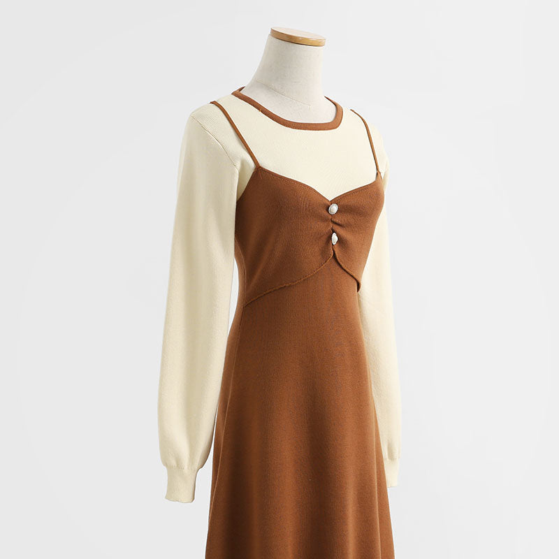 Stitched Knit Skirt French age reducing slim bottomed dress for women  2202