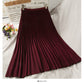 Hong Kong style retro thin medium length organ pleated pleated skirt for women  2658