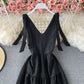 Robe de vacances à la mer avec col en V et dos nu 2935
