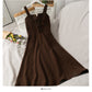 Korean version of slim waist high waist foreign style suspender skirt  2700