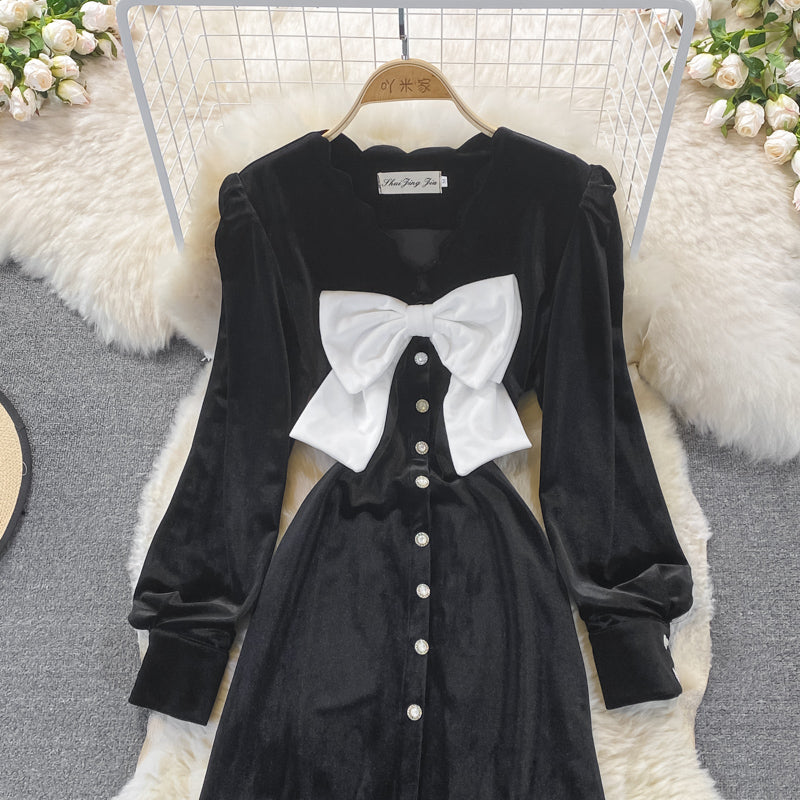 Robe queue de poisson en velours tempérament 3270