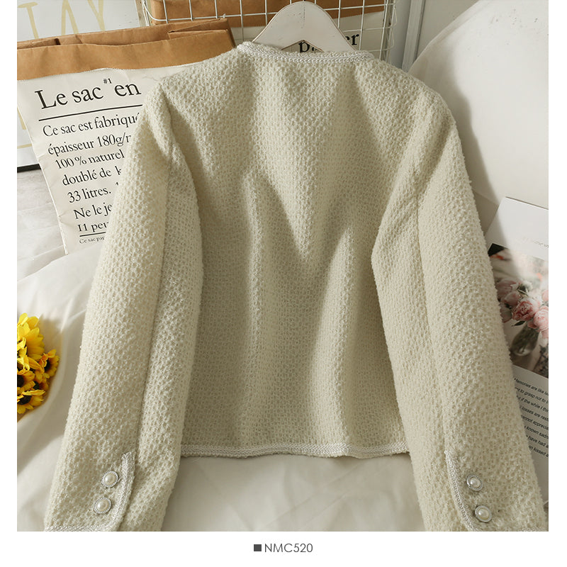 Korean retro small check single breasted V-Neck long sleeve coat  2114