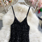 Robe sexy à bretelles fines et à sequins 2849