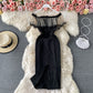 Robe en maille à pois ondulés à une épaule de style mature léger tempérament 2954