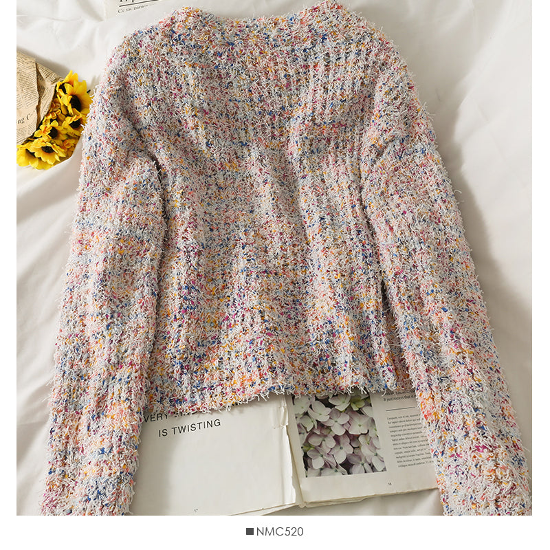 Pull fin et ample à manches longues avec pompons en laine élégant 2036