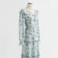 Gentle style, thin floral skirt, V-neck Chiffon Ruffle Skirt  2211
