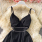 Low cut V-neck, open back, waist closed, strapless princess skirt  2784