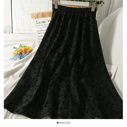 Jupe fine à taille élastique style Hong Kong à fleurs vintage 2549