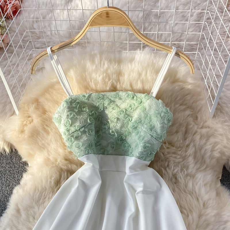 Robe bustier taille haute à col montant et épissure de pétales 3215