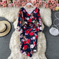 Robe portefeuille sexy imprimée à imprimé irrégulier, jupe mi-longue 3417