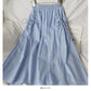 Elastic waist and thin two layers of solid color medium length A-line skirt for women  2589