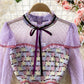 Robe en dentelle brodée à carreaux avec ruban à col 2912