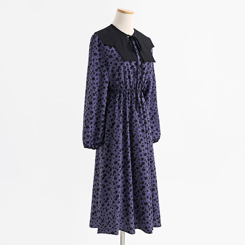 New women's temperament dress waist closing doll collar bottomed skirt  2271