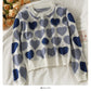 Pull imprimé coeur perle clou vent doux pour femme 1839