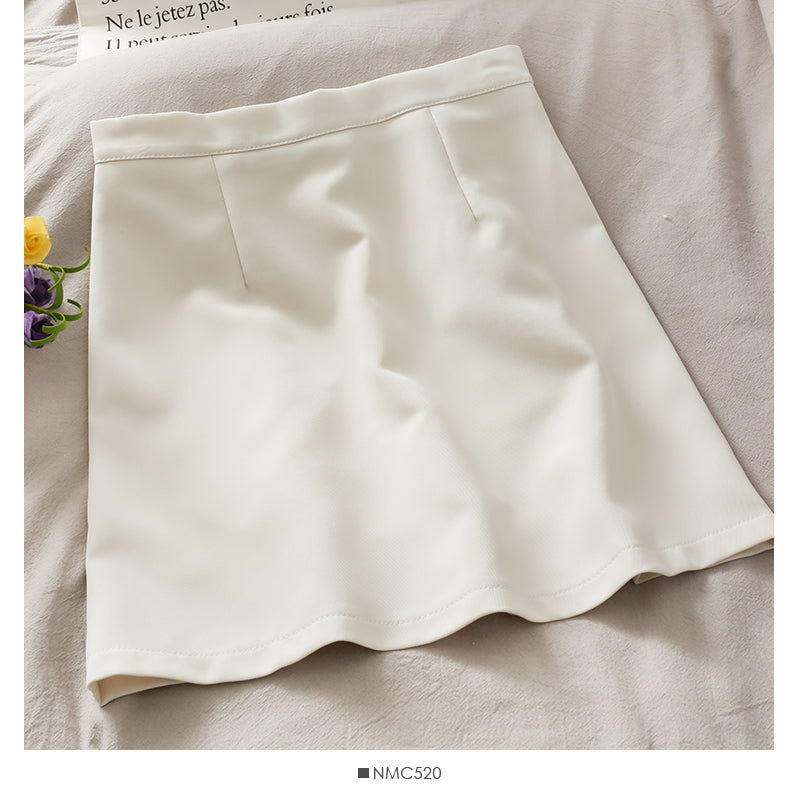 Jupe courte simple, couleur unie, polyvalente, taille haute, slim, ligne A, pour femme 2544