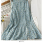 Retro High Waist slim breasted floral medium length skirt  2575