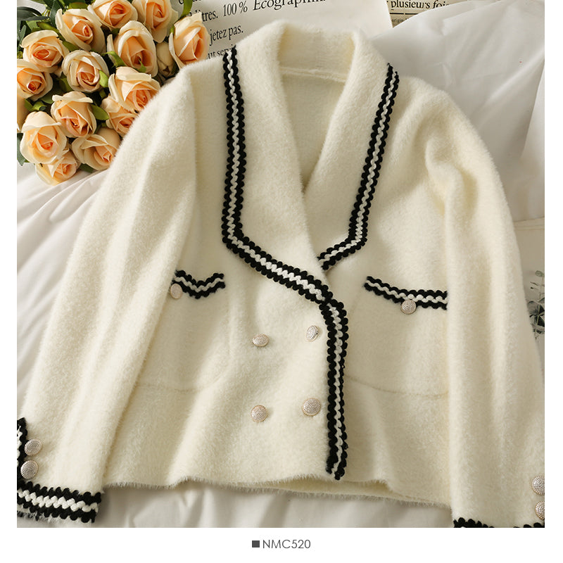 Pull femme rayé ample fin Manteau en peluche 1844