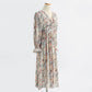 Long sleeve floral dress long fairy French Vintage Chiffon  2430