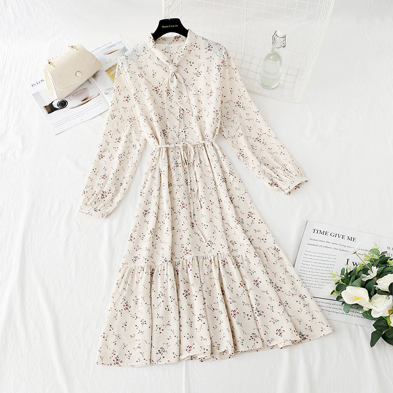 French retro long sleeved Chiffon Dress fairy super fairy series  2165