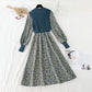 Floral dress new style stitching shows thin temperament slim fit with a bottomed sweater  2136