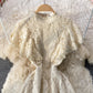 Robe en dentelle à col montant slim de tempérament français 3340