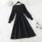 A little black dress with velvet backing and a long coat skirt  2403