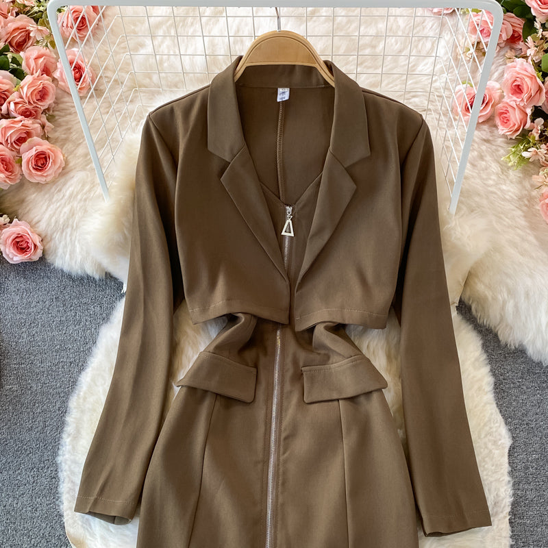 Jupe de costume de tempérament de célébrité, design slim et slim à fermeture éclair 2921